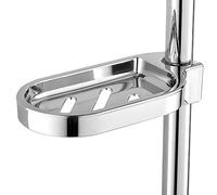 Shower Rail Soap Holder, Clip-on Bathroom Sponge Tray Adjustable Shower Rod Slide Practical Gadget for Bathtub and Kitchen