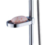 Shower Rail Soap Holder Shower Practical Bathroom ABS Gadget Shower Soap Tray Clip On ABS Soap Dish Adjustable Clip-on Soap Dish for Soap,Razor,Facial Cleanser,Home,Hotel,Chrome,Fit for 22mm Tube