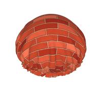 Shower Red Brick Wall Texture Print Cap For Women Reusable Waterproof, Double Layered Shower Hair Cap With Elastic Strap,One Size