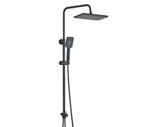 Shower Riser Rail Kit,Black Shower Set with Rectangular Rain Shower Head and 3-Function Handheld Shower Head,Rainfall Shower Kit