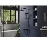 Shower Riser Rail Kit, Rainfall Shower System, 25.3cm Dual Shower Head Set | 3 Mode Handheld Shower, Height Adjustable, No Drilling, Self Cleaning Nozzles, Modern Bathroom Accessory, Chrome