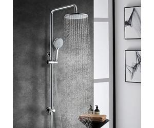 Shower Riser Rail Kit, Uvish Stainless Steel 9” （23 cm） Rain Shower Head with 180cm Hose, Handheld Shower Head, Holder & Brass Shower Diverter, Shower Set with 4 Spray Modes, Chrome