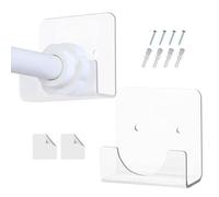Shower Rod Holder - Clear Acrylic Shower Rod Holder for The Wall | Adhesive Showerr Rods Holderr | 2X Acrylic Wardrobe Pipe Bracket | Invisible Pipe Retainer for Home Bathroom Kitchen Hotel