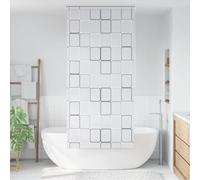 Shower Roller Blind 100 x 240 cm Square Pattern Made of 100% PEVA Water-Repellent and Quick-Drying with Pull Cord Can be Mounted on Both Sides for Bathroom, Shower, Bathtub, Splash Guard and Wet Area
