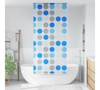 Shower Roller Blind Circular Pattern 100 x 240 cm Water-Repellent and Quick-Drying PEVA Plastic with Pull Cord Can be Mounted Left or Right