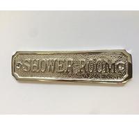 SHOWER ROOM Door Sign Solid Brass with a Shiny Nickel Silver Finish 20.5 x 3.5 cm comes with Screws Ideal for En-suite DSN-18-N