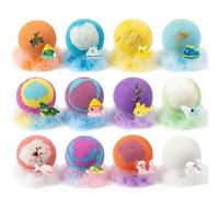 Shower Salt Balls - 12 Piece Relaxing Soak Body Cleanser, Bubble Shower Salt with Surprise Toy, Perfect for Kids, Ideal for Spa, Home Tub, Travel, Hotel and Kids Bath Time