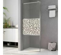 Shower Screen ESG Glass Stone Design 100 x 195 cm Walk-in Shower with Adjustable Aluminium Frame, Flexible Support Bar, Splash Guard and Minimalist Divider for Bath and Shower