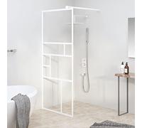 Shower Screen for Walk-in Shower, 80 x 195 cm, Tempered Glass, White, 5 mm Safety Glass with Adjustable Aluminium Frame, Clear Glass Shower Enclosure, Splash Guard for Bathtub, Flexible Support Bar