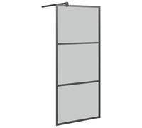 Shower Screen for Walk-in Shower, 90 x 195 cm, Dark Tempered Glass with Black Aluminium Frame, Adjustable for Bath Attachment and Splash Protection in Bathroom Corner and Niche