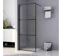 Shower Screen for Walk-In Showers ESG Clear Glass Black 80 x 195 cm Aluminium Frame Adjustable with Flexible Support Rod Splash Guard Divider for Bathroom and Shower