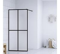 Shower Screen Made of Frosted ESG Safety Glass 118 x 190 cm with Aluminium Frame and Adjustable Stainless Steel Support Bar for Walk-in Shower as Splash Guard and Shower Enclosure in the Bathroom