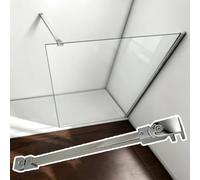Shower Screen Support Bar Metal Support Bar Arm for Frameless Glass, Rotatable Shower Glass Panel Brackets Clamp Silver, Enclosure Screen Stabilizer Fixed Hardware(50cm/19.7in)