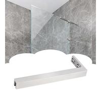 Shower Screen Support Bar Short Shower Glass Panel Stabilizer Bar, Stainless Steel Support Holder for 8-10 mm Frameless Glass, L-Shaped Modern Enclosure Fixed Bracket(Brushed Silver,Left)