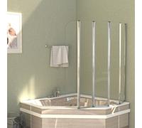Shower Screen Transparent Tempered Glass & Aluminium 120x140cm Foldable 5mm Incl