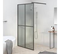Shower Screen Walk-in Shower 100 x 195 cm Dark ESG Safety Glass Aluminium Frame Adjustable Splash Proof Support Bar 70-120 cm Modern Shower Enclosure for Bath and Shower