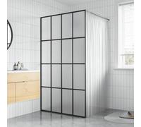 Shower Screen Walk-in Shower Matte Safety Glass 5 mm ESG 100 x 195 cm Adjustable Aluminium Frame with Support Rod Splash Guard Shower Enclosure Frameless for Bathroom Corner Niche