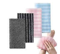 Shower Scrub Towel - 4 Piece Double-Sided Skin Cleansing Set | Extra Long Back Scrubber for Personal Care, Men and Women Bath and Spa Use