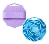 Shower Scrubber - Homiladi 2-Pack Silicone Body Scrubber | Antimicrobial Back Brush | Exfoliating Skin Cleansing Massager with Skin Cleansing Massager Gentle for All Skin Type (Blue/Purple)