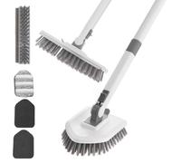 Shower Scrubber with Long Handle Bathroom Scrubber Bathroom Cleaning Brush 4 in 1 Scrub Brush for Shower 180°Adjustable Shower Brush Cleaner Bathroom Cleaning Tools for Toilet Kitchen Glass Tile