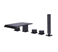 Shower Set, 3 Hole Shower Mixer Tap Set for Bath, Bath Taps Mixer, Single Handle, Dual Function-Black, D Interesting