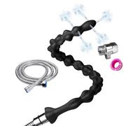 Shower Set 5 Hole Sprayer Flexible Enema Hose Silicone Nozzle Comfort Enema Accessory Women Men 51cm + 150cm Hose (Black)