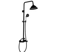 Shower Set 8 Inch Rain Shower System Black Bronze Shower Faucet Set Brass Wall Mounted Shower Combo Set Double Handle Rain Mixer Shower with Handheld Shower, Shower Head,Style A