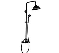 Shower Set 8 Inch Rain Shower System Black Bronze Shower Faucet Set Brass Wall Mounted Shower Combo Set Double Handle Rain Mixer Shower with Handheld Shower, Shower Head,Style A