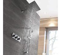 Shower Set Bathroom Sink Taps, Concealed Shower Faucet Shower Set Into The Wall Type Hot and Cold Two Function with Lifting Rod Square Top Spray Beautiful Practical Bathr