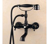 Shower Set Bathtub Faucet Black Bathtub Faucet Basin Shower Tap Oil Brushed Brass Bronze Wall Mount Tub Telephone Set Shower Hot Colder Water,Black Bronze A,