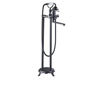 Shower Set Bathtub Faucet Free Standing Bathtub Faucet Single Lever with Hand Shower Bathroom Tub Shower Set Floor Mounted Hot Cold Water Taps,Black A