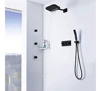 Shower Set Black Dark Wall-Mounted Copper Two-Function Flying rain Cascade Shower Set Beautiful Practical Auspicious Clouds LWX
