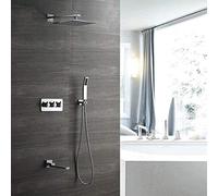 Shower Set Concealed Shower Shower Faucet Into The Wall Three-Function Copper Pre-Embedded Box Hot and Cold Shower Set Beautiful Practical Auspicious Clouds LWX
