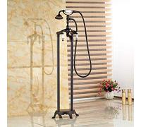 Shower Set Faucet Brass Classic Bronze Floor Decked Bathtub Faucet Set Bathroom Tub Mixer Tap Clear Auspicious Clouds LWX