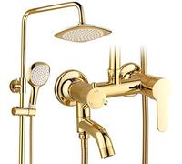 Shower Set Gold Three-Way Water Full Copper Gold-Plated Shower Faucet Multi-Function Shower Bathroom Supplies-A Auspicious Clouds LWX