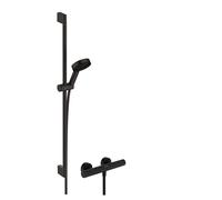 Shower Set Hansgrohe Pulsify Select S 105, 3 sprays, EcoSmart, thermostatic mixer Ecostat Fine, shower rail 90 cm Black Mat 24261670