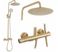 Shower Set Rea Drop Brush Gold Termostat
