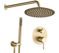 Shower Set Rea Lungo Thermostat Brushed Gold, Brass