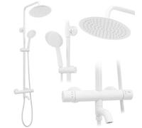 Shower Set Rea Lungo Thermostat White, Brass