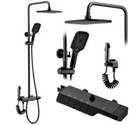 Shower Set Rea Rob Thermostat Black, Brass