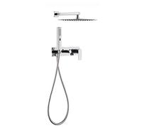 Shower Set Shower System, Shower Faucet Set Brass Shower Combo Set Wall Mounted Rain Mixer Shower with 2 Mode Handheld Shower, Shower Head, Embedded Box,Black