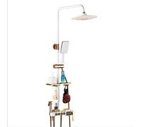 Shower Set Square Shower Set Made of 8 Inch White Gold Shower System LCD Temperature Display Shower Faucet Bathtub Shower Auspicious clouds