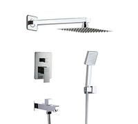 Shower Set Three Functions Bathroom Rain Mixer Shower Combo Set with Tub Spout 8 Inch Shower Head And Handheld Complete Set Shower Faucet Embedded Valve Body