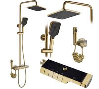 Shower Set With Thermostatic Mixer Rea Rob Gold Brush
