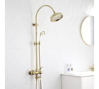 Shower Sets for Bathroom Wall Mounted Adjustable Height 150cm Shower Hose with Hand Shower Rainfall Shower Head and Hose Set Gold (Silver
