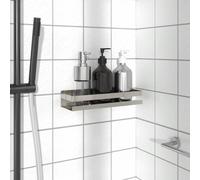 Shower Shelf Brushed 304 Stainless Steel Silver 30x10x6cm Adhesive/Screw WallFit
