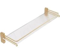 Shower Shelves,Wall Mounted Acrylic Bathroom Rack with Gold Stainless Steel Guard Rail, Detachable Floating Shower Shelf(Gold,40cm)
