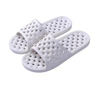 Shower Shoes for Adult Comfortable and Soft Slippers Quick Dry Non-Slip with Drain Holes for Bathroom Pool Beach Memory Foam Cushion Slippers for Men Women (White-a, 7.5)