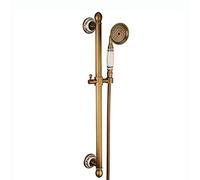 Shower Shower Slide Bar with Handheld Shower, Antique Brass Slide Bar Wall Mounted Slide Bar Combo with Adjustable Holder and 1.5M Shower Hose,Type B Rainfall Shower Head and Hose Set ui