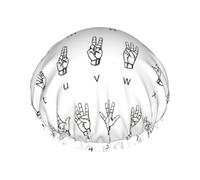 Shower Sign Language Alphabet. Print Cap For Women Reusable Waterproof, Double Layered Shower Hair Cap With Elastic Strap,One Size